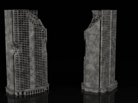 Low Poly Ruined Building - Game Ready - PBR 3D Model
