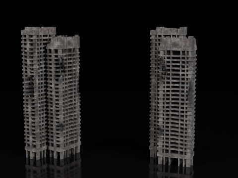 Low Poly Ruined Building - Game Ready - PBR 3D 模型