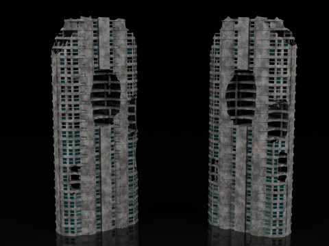 Low Poly Ruined Building - Game Ready - PBR 3D 模型