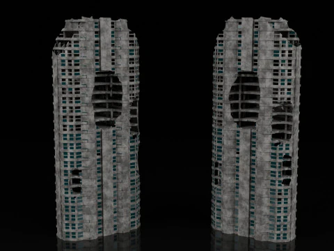 Low Poly Ruined Building - Game Ready - PBR 3D Model