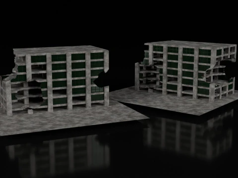 Low Poly Ruined Building - Game Ready - PBR 3D Model