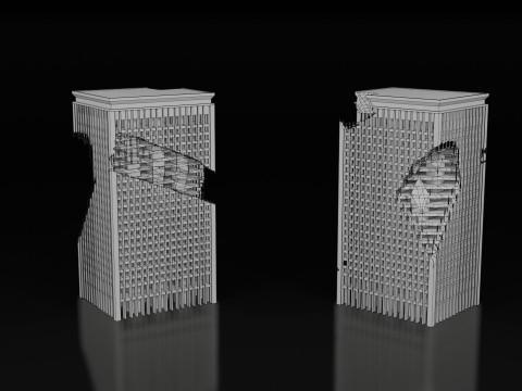 Low Poly Ruined Building - Game Ready - PBR 3D 模型
