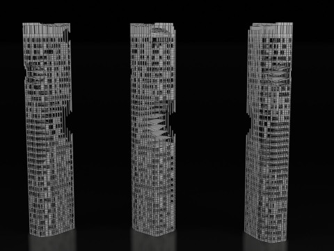 Low Poly Ruined Building - Game Ready - PBR 3D 模型
