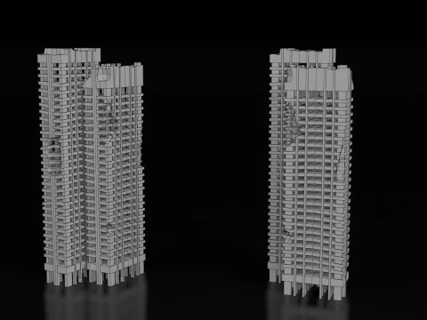 Low Poly Ruined Building - Game Ready - PBR 3D Model