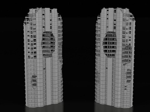 Low Poly Ruined Building - Game Ready - PBR 3D 模型