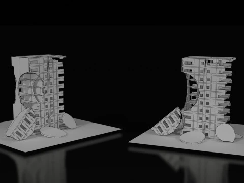 Low Poly Ruined Building - Game Ready - PBR 3D Model