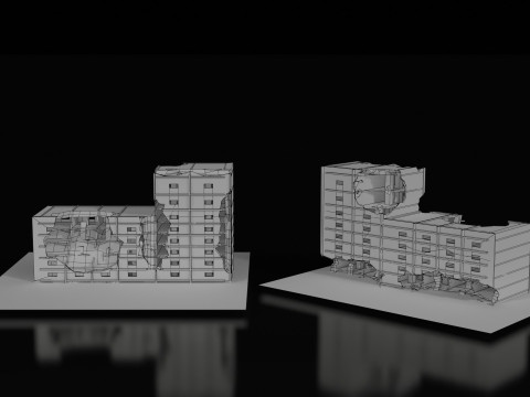 Low Poly Ruined Building - Game Ready - PBR 3D 模型