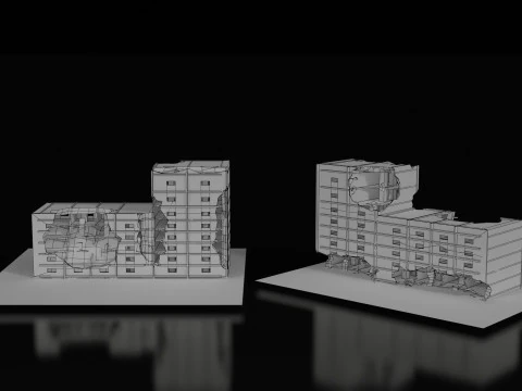 Low Poly Ruined Building - Game Ready - PBR 3D Model