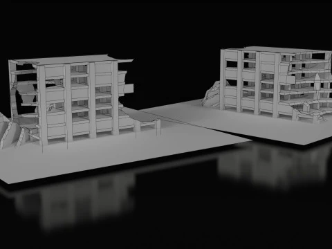 Low Poly Ruined Building - Game Ready - PBR 3D Model