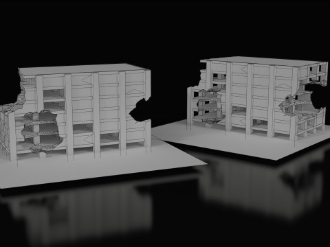 Low Poly Ruined Building - Game Ready - PBR 3D 模型
