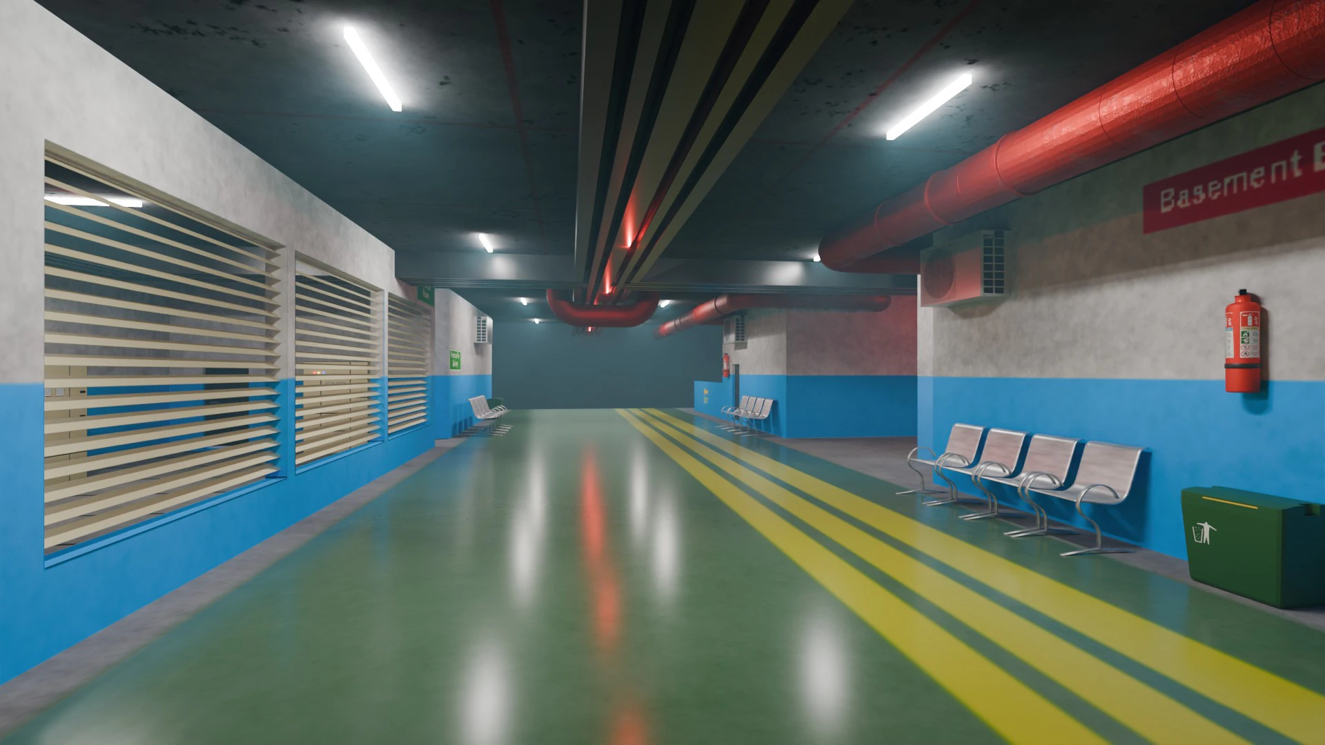 Basement Area - Low Poly - Game Ready - PBR 3D Model .c4d .max .obj .3ds .fbx .stl .blend 