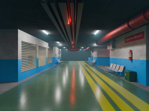 Basement Area - Low Poly - Game Ready - PBR Modelo 3D