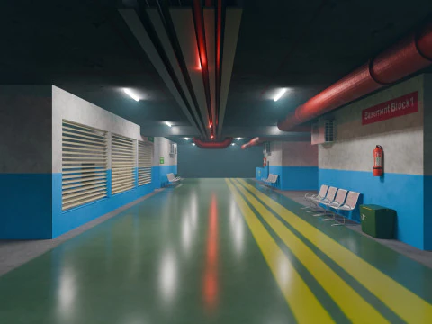 Basement Area - Low Poly - Game Ready - PBR 3D Model