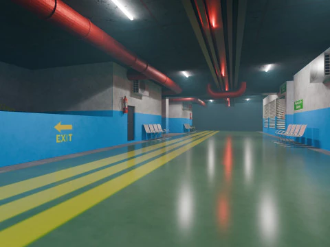Basement Area - Low Poly - Game Ready - PBR 3D Model