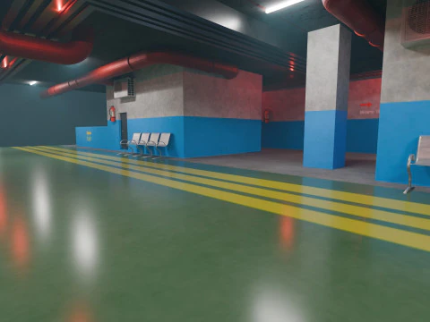 Basement Area - Low Poly - Game Ready - PBR 3D Model