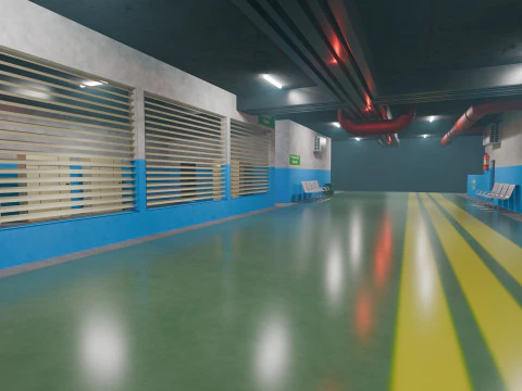Basement Area - Low Poly - Game Ready - PBR 3D Model