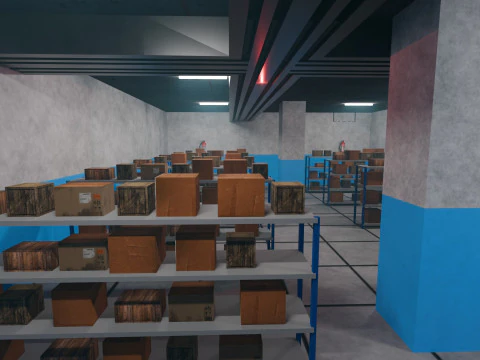 Basement Area - Low Poly - Game Ready - PBR 3D Model