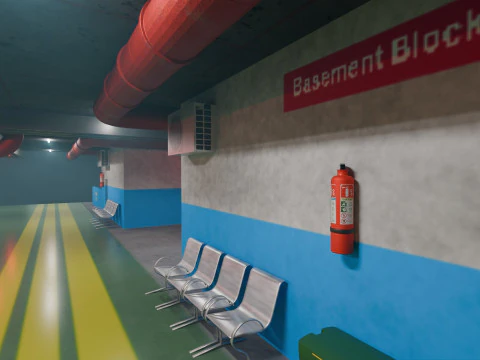 Basement Area - Low Poly - Game Ready - PBR 3D Model