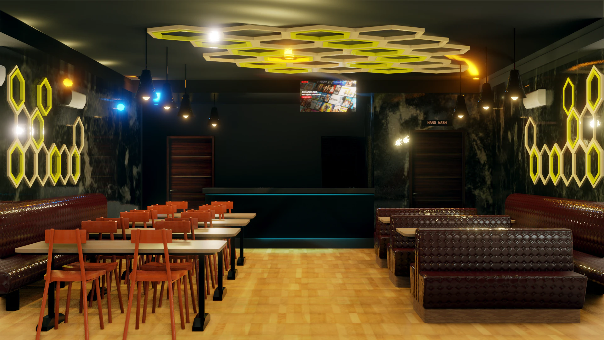 Restaurant Interior - Game Ready - PBR 3D Model .c4d .max .obj .3ds .fbx .stl .blend 