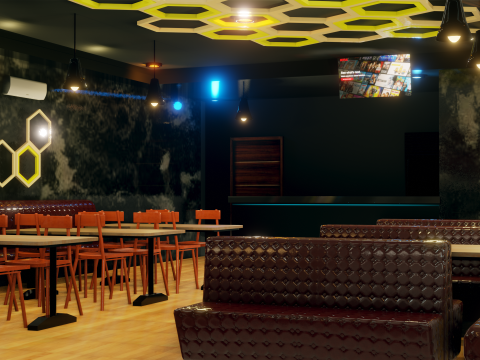 Restaurant Interior - Game Ready - PBR Modèle 3D