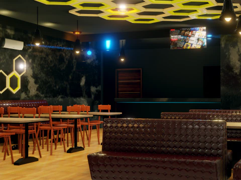 Restaurant Interior - Game Ready - PBR 3D Model