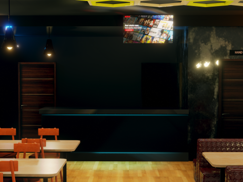 Restaurant Interior - Game Ready - PBR Modèle 3D