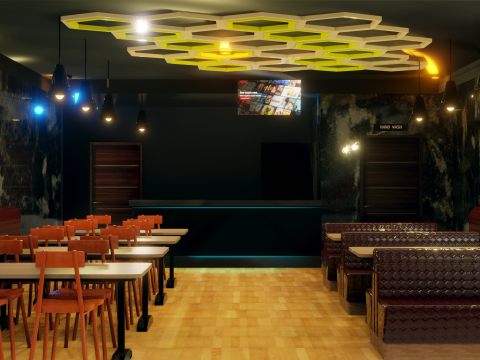 Restaurant Interior - Game Ready - PBR Modèle 3D
