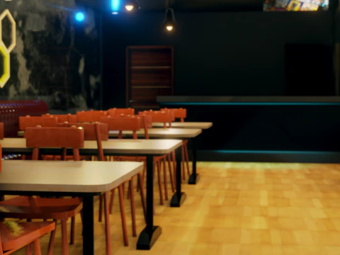Restaurant Interior - Game Ready - PBR 3D Model