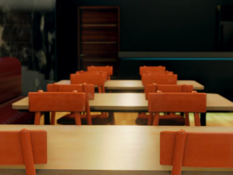 Restaurant Interior - Game Ready - PBR 3D Model