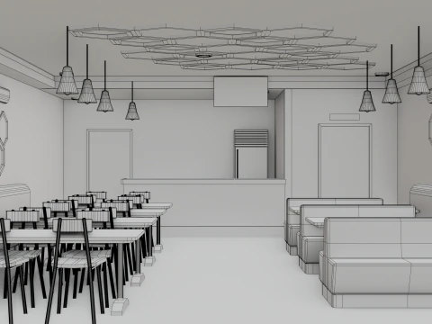 Restaurant Interior - Game Ready - PBR 3D Model