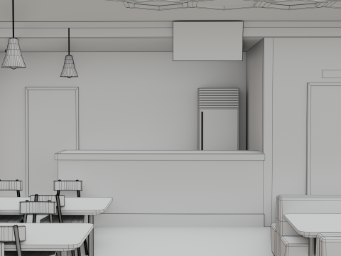 Restaurant Interior - Game Ready - PBR Modèle 3D