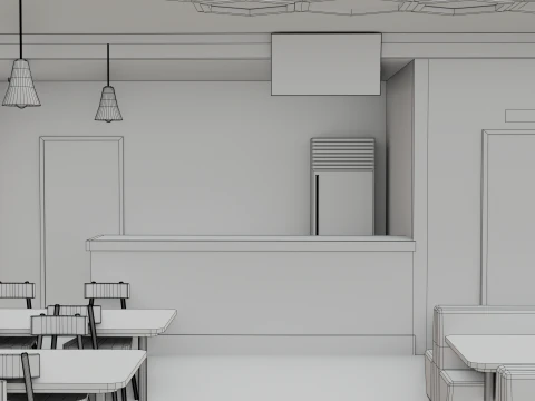 Restaurant Interior - Game Ready - PBR 3D Model