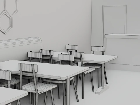 Restaurant Interior - Game Ready - PBR 3D Model