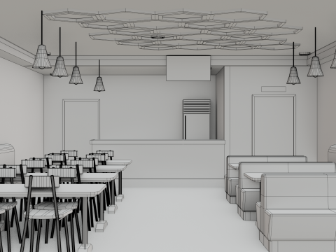 Restaurant Interior - Game Ready - PBR Modèle 3D