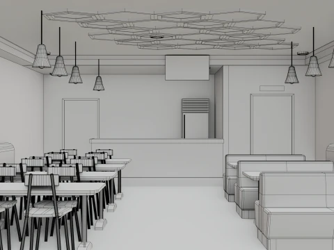 Restaurant Interior - Game Ready - PBR 3D Model