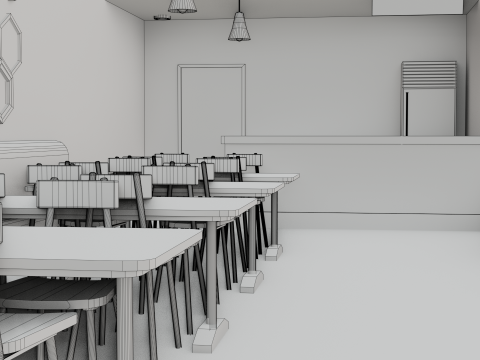 Restaurant Interior - Game Ready - PBR Modèle 3D