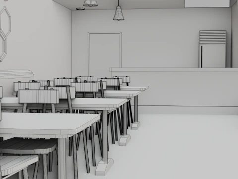 Restaurant Interior - Game Ready - PBR 3D Model
