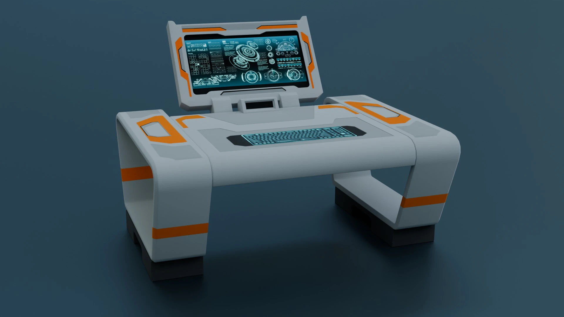 Sci-Fi Workspace - Low poly - PBR - Game ready 3D Model .c4d .max .obj .3ds .fbx .stl .blend