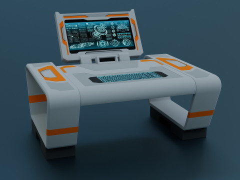 Sci-Fi Workspace - Low poly - PBR - Game ready Modelo 3D