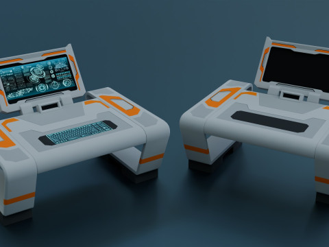 Sci-Fi Workspace - Low poly - PBR - Game ready 3D-Modell