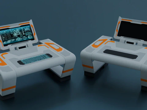 Sci-Fi Workspace - Low poly - PBR - Game ready 3D Model