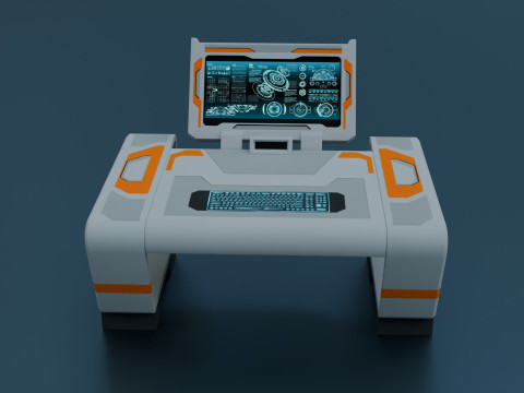 Sci-Fi Workspace - Low poly - PBR - Game ready 3D-Modell