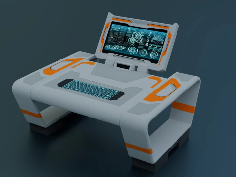 Sci-Fi Workspace - Low poly - PBR - Game ready 3D Model