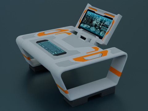 Sci-Fi Workspace - Low poly - PBR - Game ready 3D-Modell