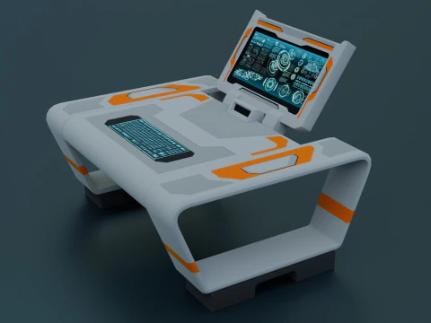 Sci-Fi Workspace - Low poly - PBR - Game ready 3D Model