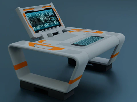 Sci-Fi Workspace - Low poly - PBR - Game ready 3D Model