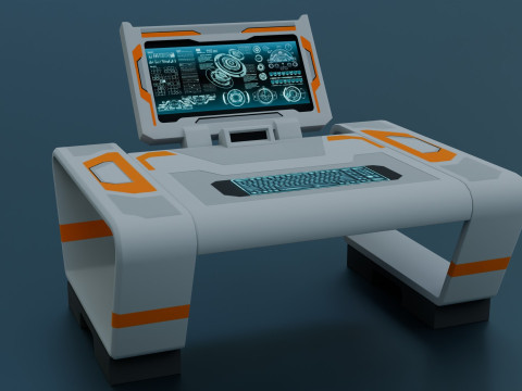 Sci-Fi Workspace - Low poly - PBR - Game ready 3D-Modell