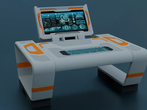 Sci-Fi Workspace - Low poly - PBR - Game ready 3D Model