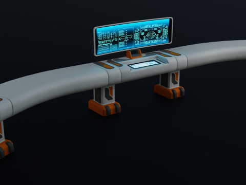 Sci fi Workspace - Low Poly - Game Ready - PBR Modelo 3D