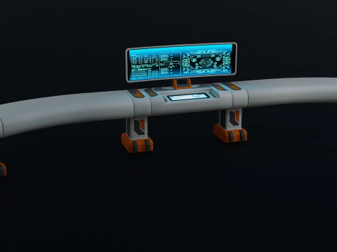 Sci fi Workspace - Low Poly - Game Ready - PBR 3D Model